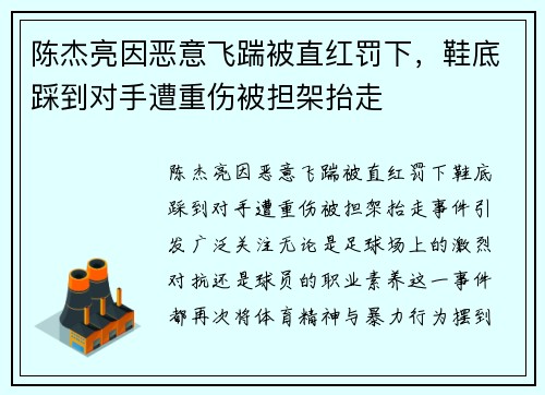 陈杰亮因恶意飞踹被直红罚下，鞋底踩到对手遭重伤被担架抬走